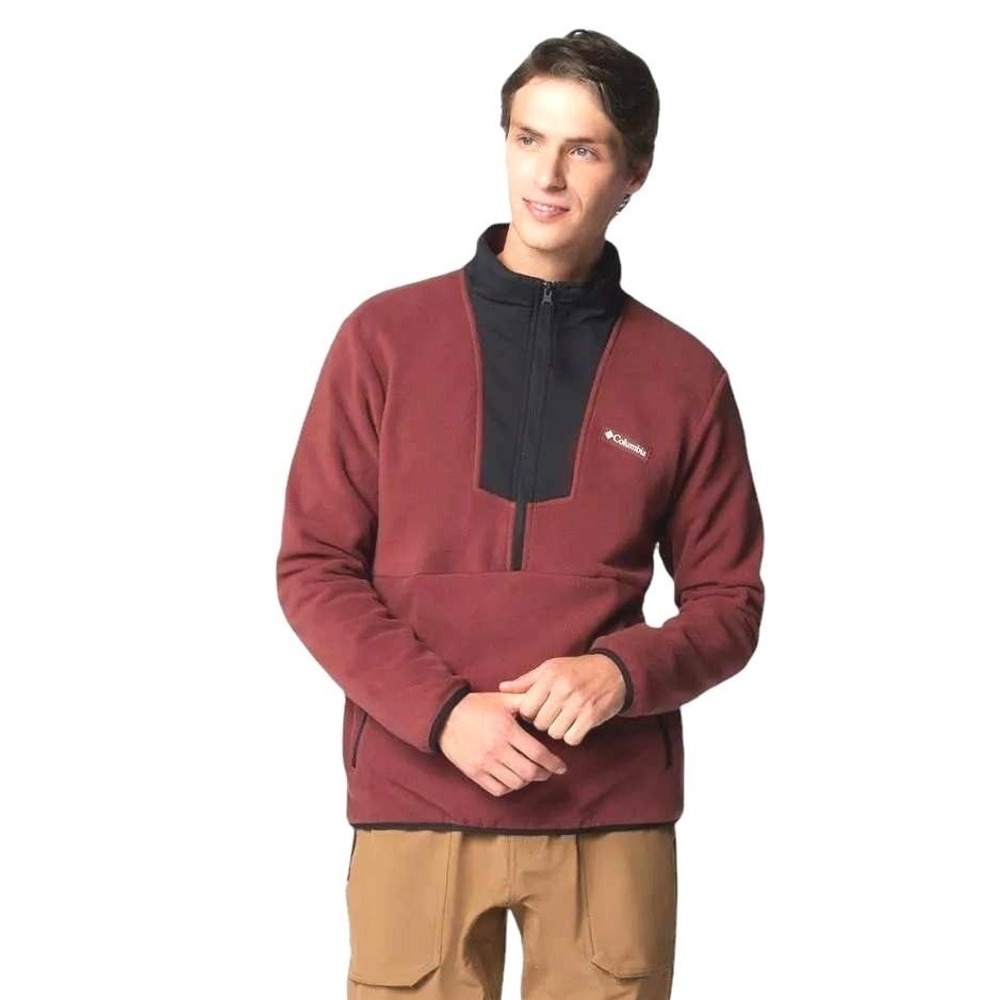 Columbia Fleece Pullover Men's XL Red Black Half Zip Outdoor Hiking‎ Gorpcore